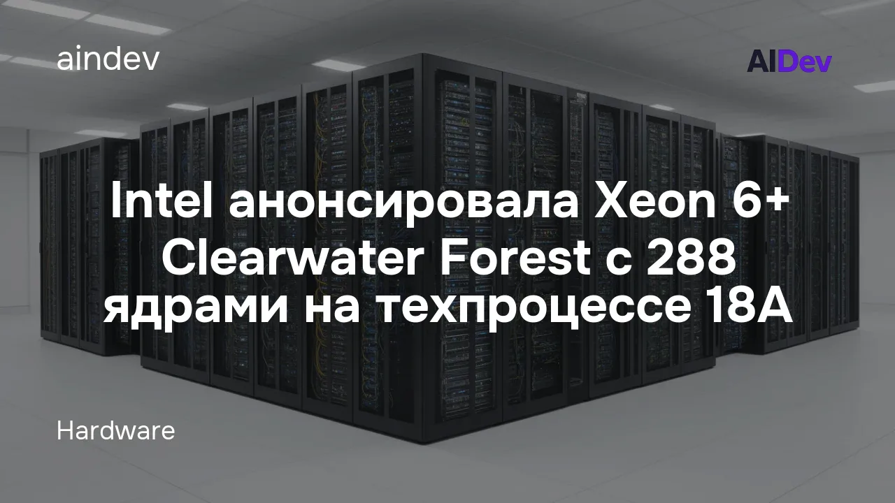 Intel анонсировала Xeon 6+ Clearwater Forest с 288 ядрами на техпроцессе 18A
