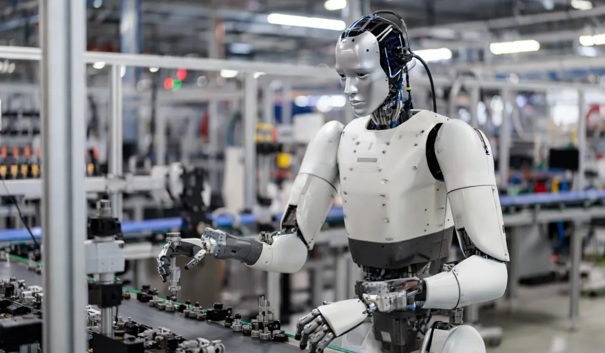 Робот на производственном конвейере