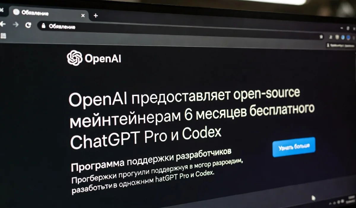 OpenAI предоставляет open-source мейнтейнерам 6 месяцев бесплатного ChatGPT Pro и Codex