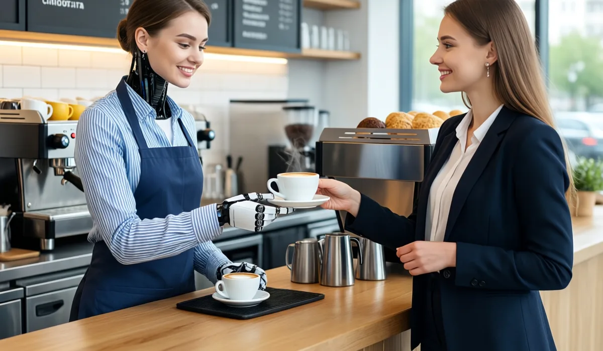 Робот работает бариста