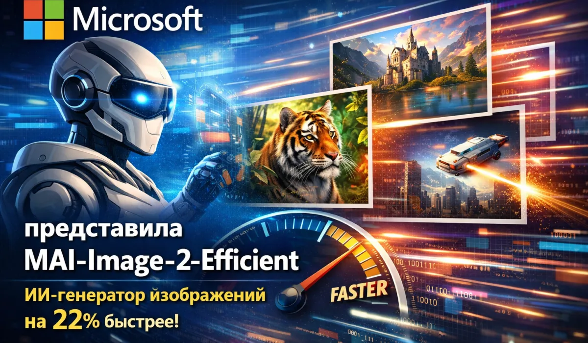Microsoft представила MAI-Image-2-Efficient — ИИ-генератор изображений на 22% быстрее