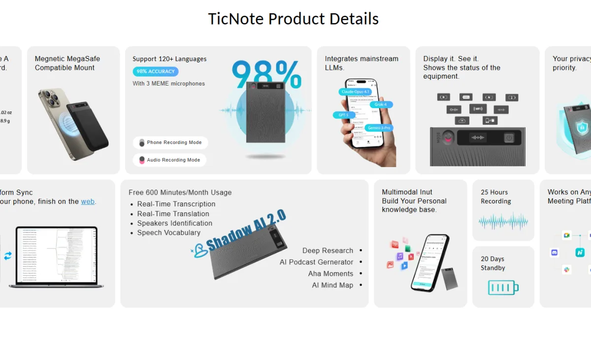Ticnote ai voice recorder