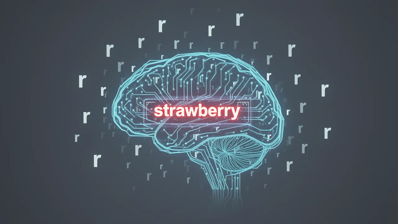 Цифровой мозг с надписью strawberry