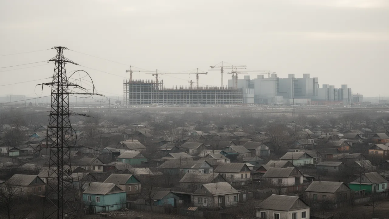 Контраст частной застройки и масштабного промышленного строительства