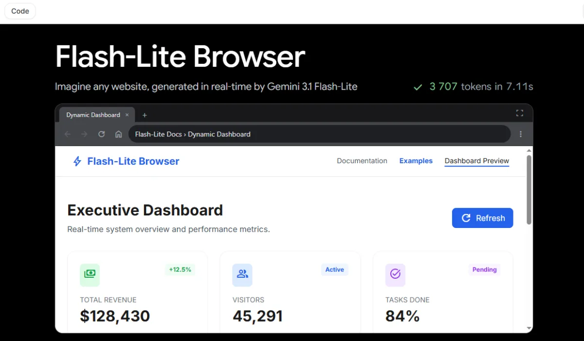 Google DeepMind: Gemini 3.1 Flash-Lite генерирует сайты почти в реальном времени