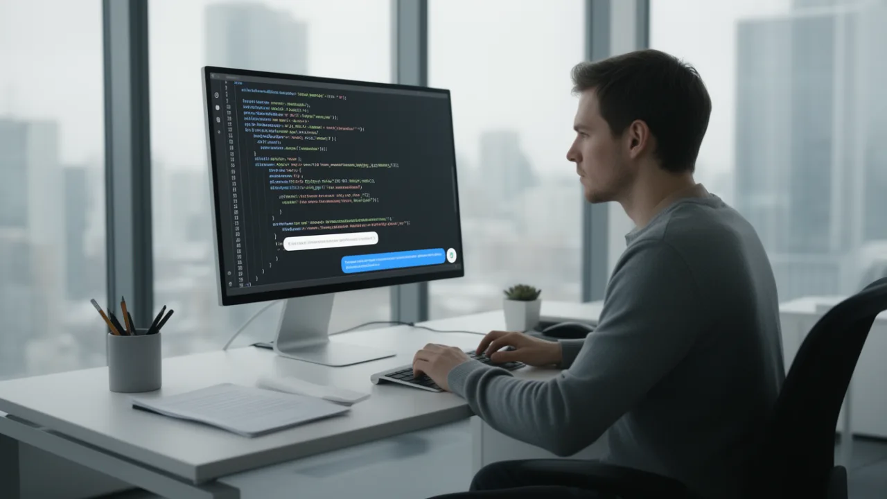 Программист за работой в современном офисе